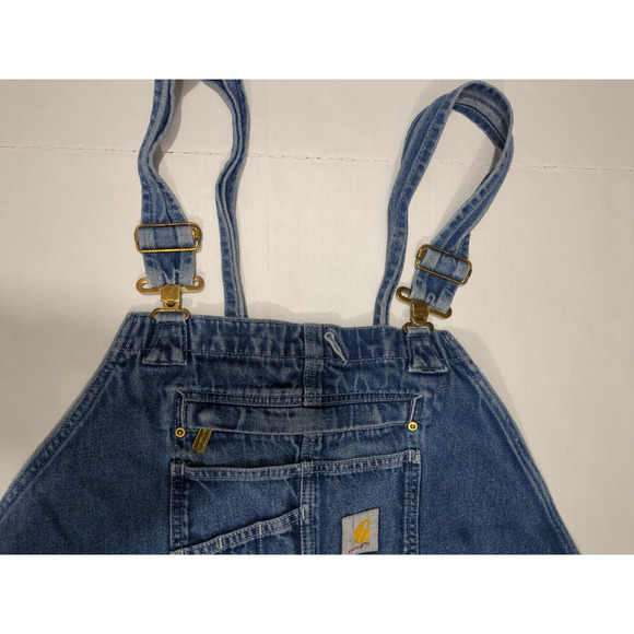 Carhartt Denim Bib Overalls 54x32 Mens Loose Fit Carpenter 104672 DST - Picture 6 of 12